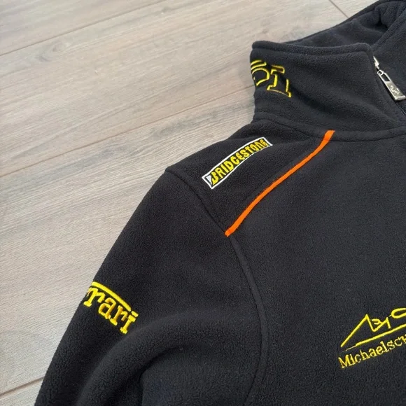 Michael Schumacher Ferrari Black & Orange Zip-Up Fleece Jacket - Picture 5 of 7
